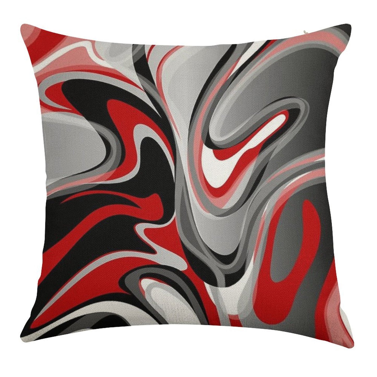 Liquify - Red, Gray, Black, White Linen Throw Pillow Cover