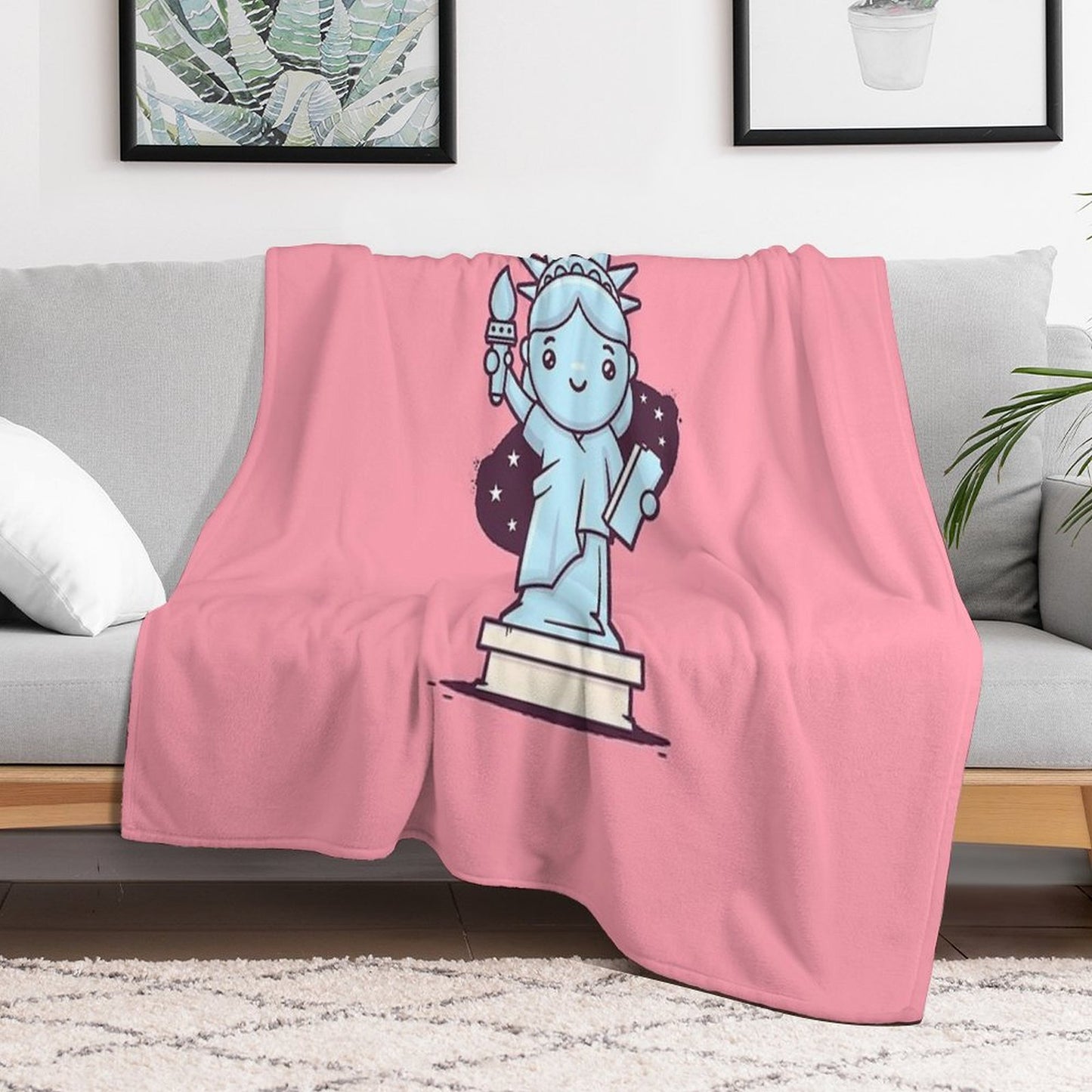 Cute Miss Liberty Throw Blanket