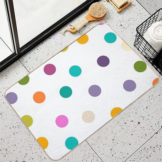 Colourful Dots Large on White Bath Mat