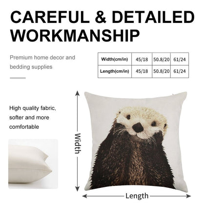 Otters Gonna Ott Linen Throw Pillow Cover