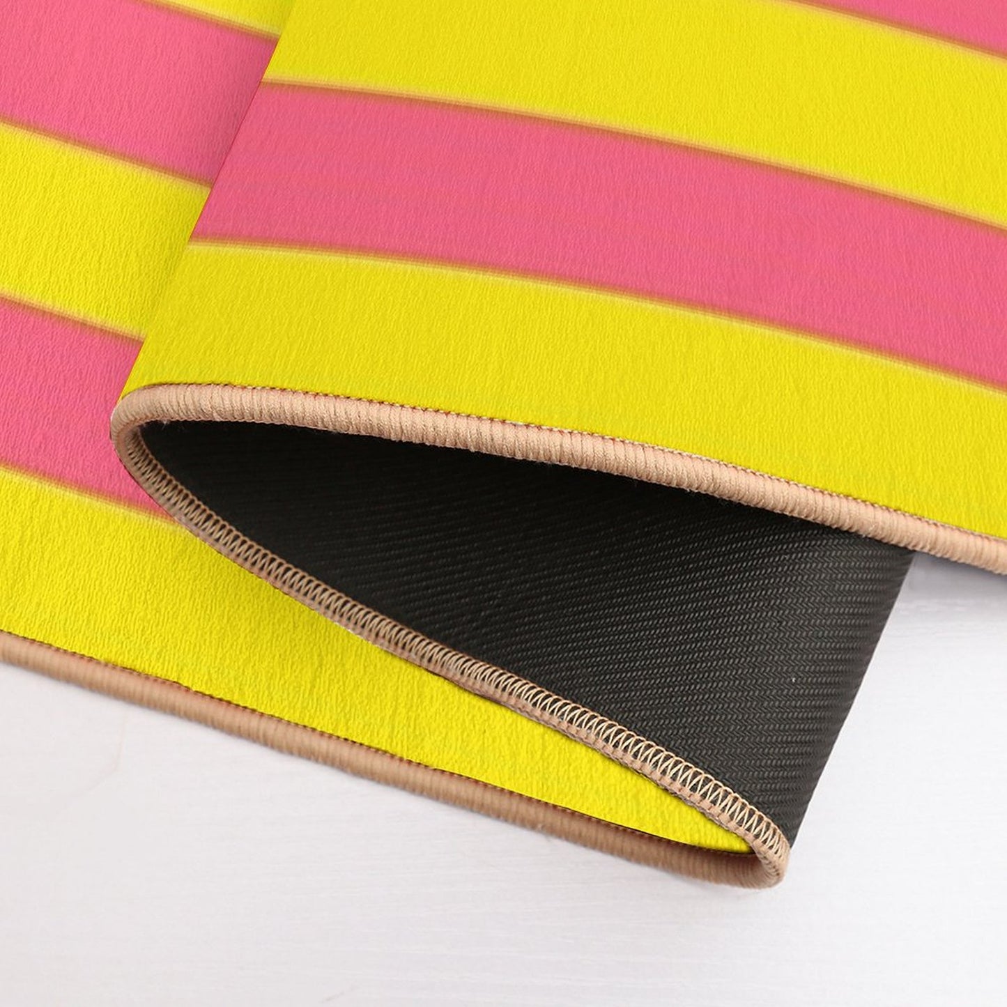Yellow Pink Stripes Bath Mat