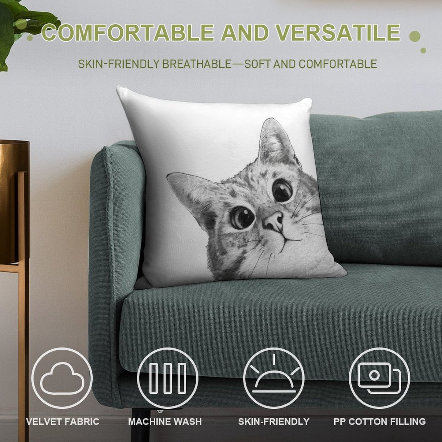 Sneaky Cat Soft Luxury Feel Throw Pillow