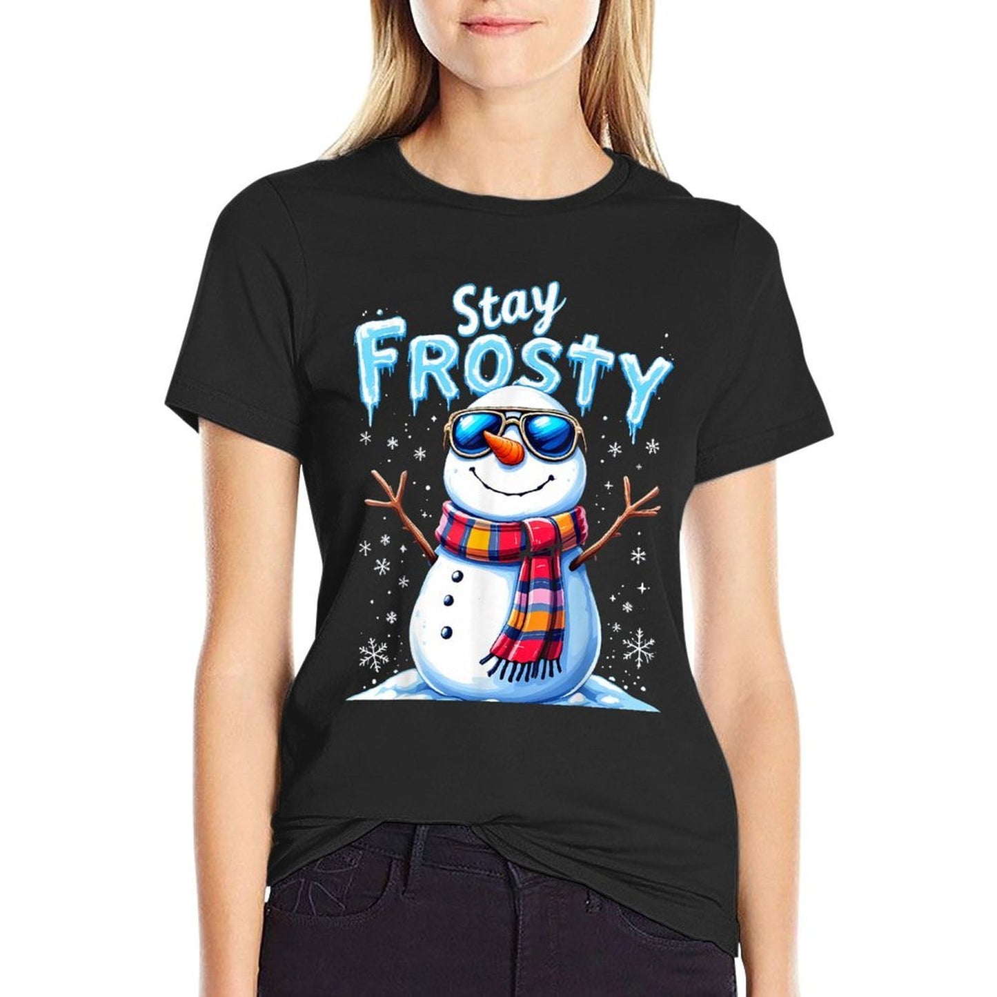 Snowman Stay Frosty Funny Christmas  Graphic-printed T-Shirt
