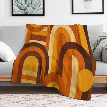 Arches And Sunspots Retro MCM Geometric Design Throw Blanket