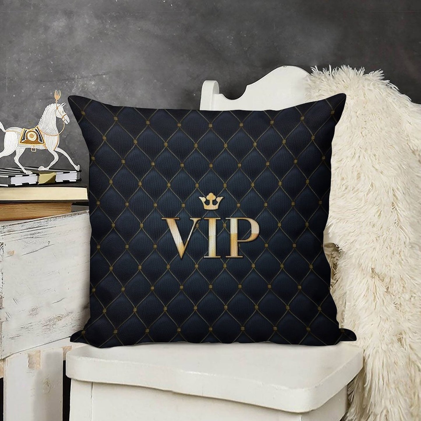 VIP Abstract Quilted Background Linen Throw Pillow Cover