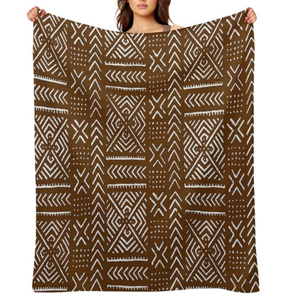 Line Mud Cloth  Brown Throw Blanket