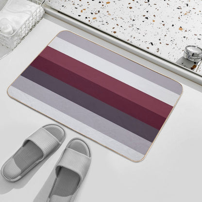 Preppy Trendy Winter Colors Ombre Grey Burgundy Red Plum Stripes Bath Mat