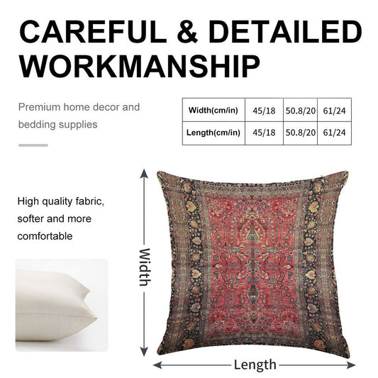 Antique Persian Red Rug Linen Throw Pillow Cover