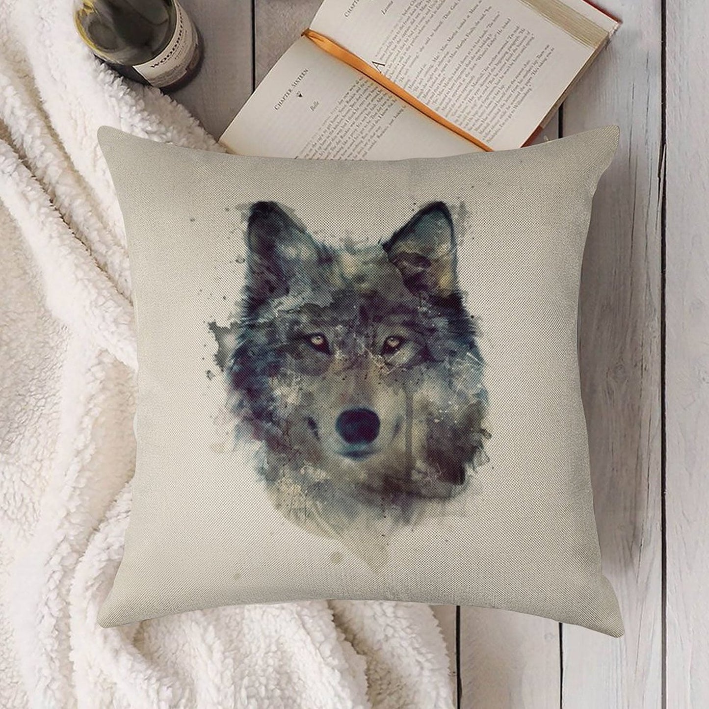 Wolf  Persevere Linen Throw Pillow Cover