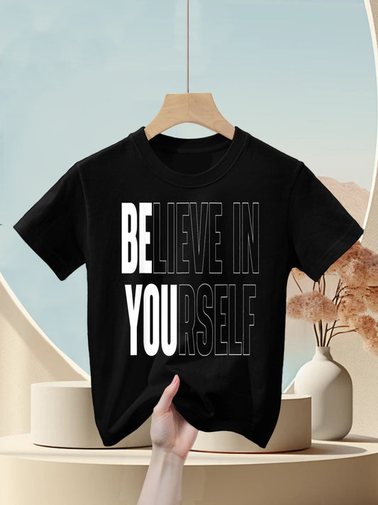 Believe In Yourself Motivational Quote Inspiration Positive Kids T-Shirt