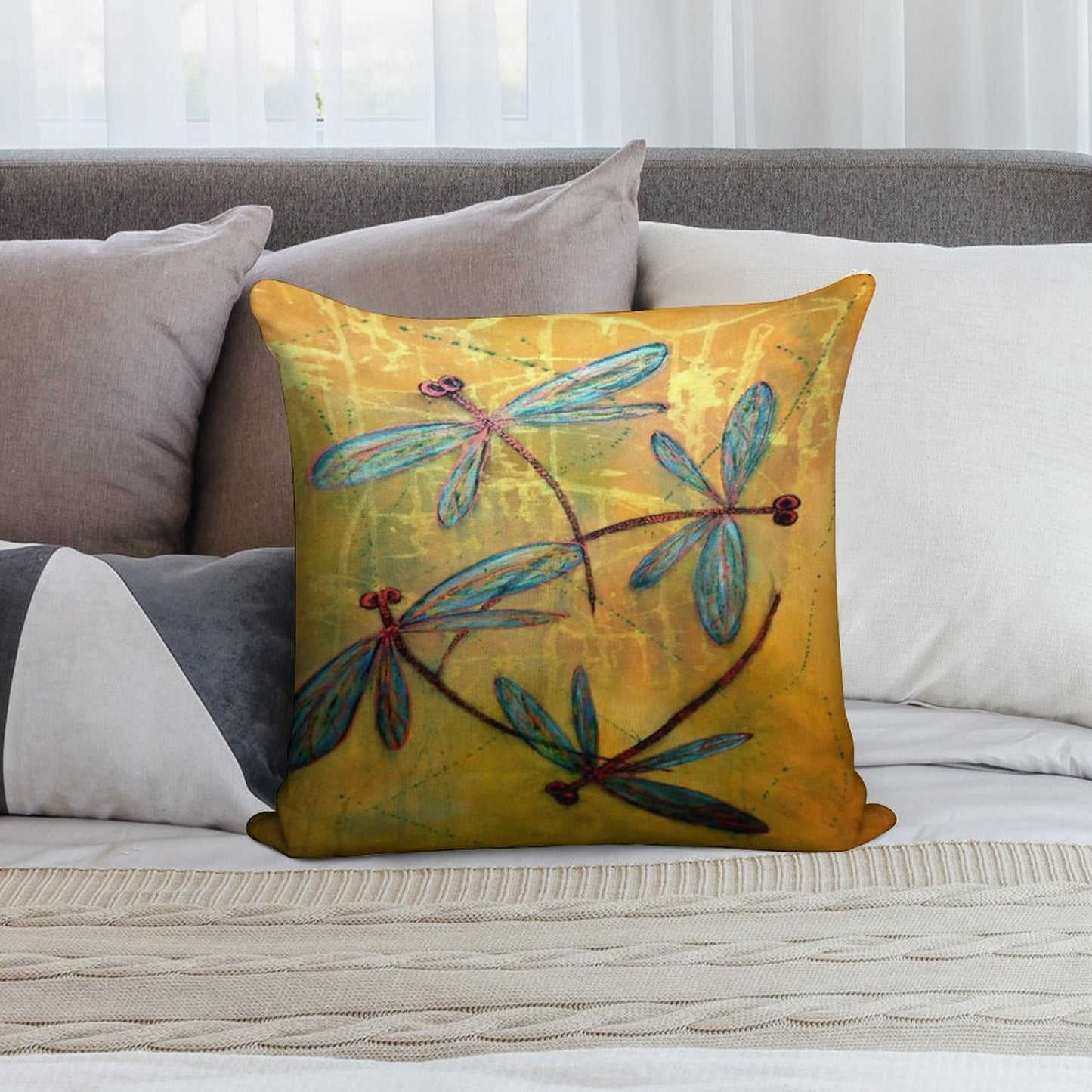 Dragonfly Haze Soft Anti-Pilling Throw Pillow