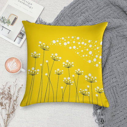 Dandelions (on Yellow) Soft Bedroom Essential Throw Pillow
