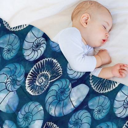 Nautilus Fossils in Sapphire Blue Throw Blanket