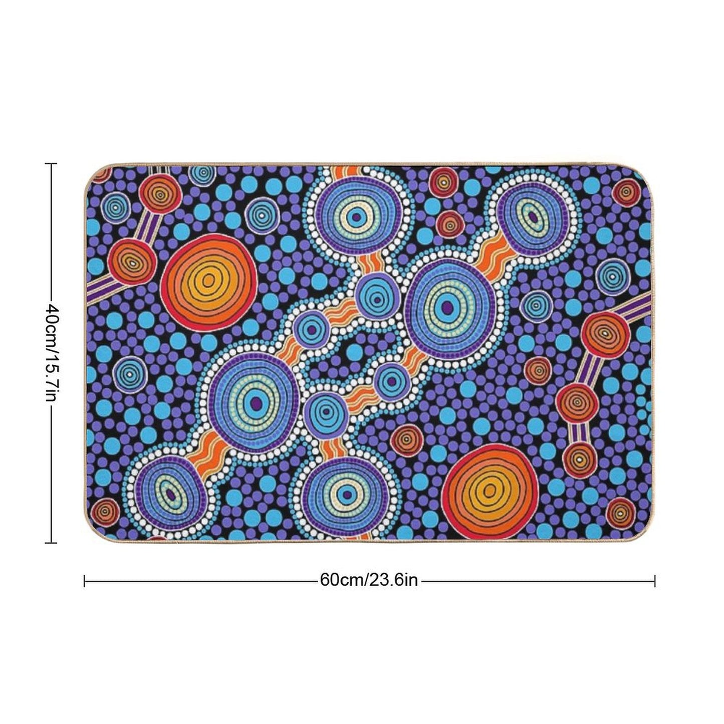 Authentic Aboriginal Art - The Journey Blue Bath Mat