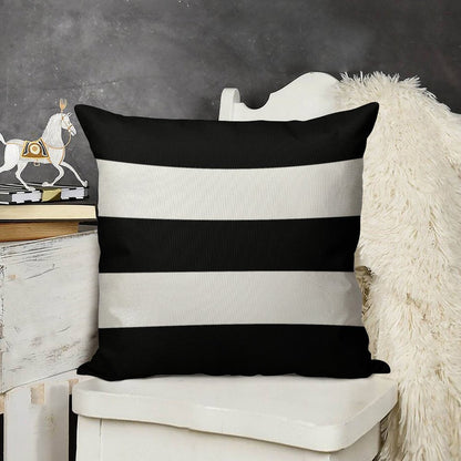 Modern Black White Striped Linen Throw Pillow Cover