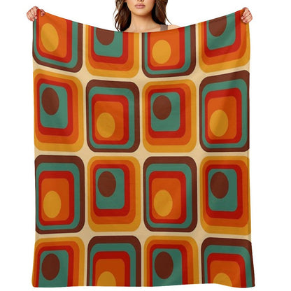 Retro Geometric Gradient Square And Circle Pattern 221 Throw Blanket