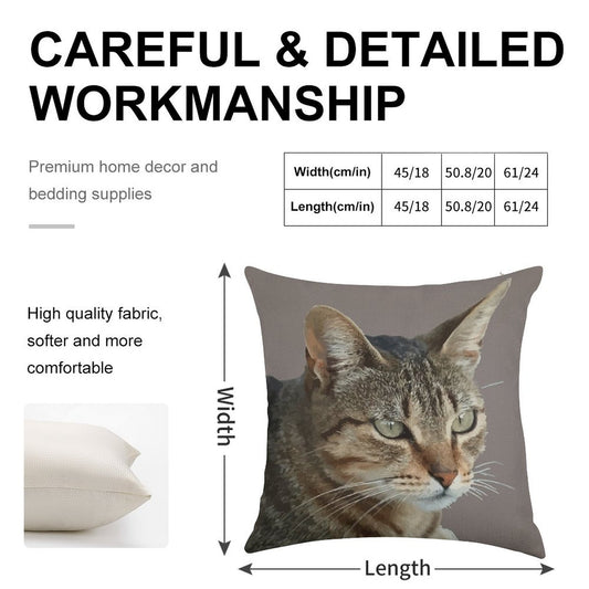 Stunning Tabby Cat Close Up Portrait Vector Isolated Linen Throw Pillow Cover