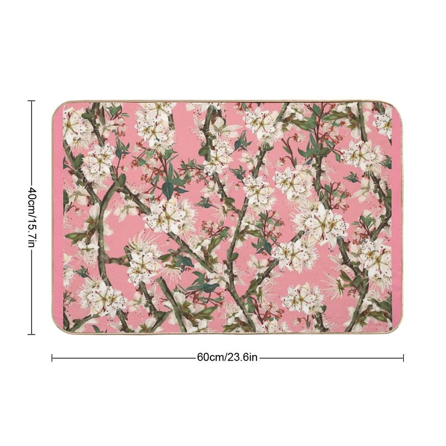 Cherry Blossom On Bright Pink Feminine Print  Fade-Resistant Bath Mat