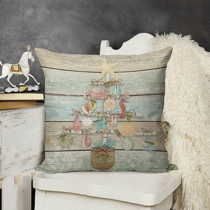 Coastal Christmas A Linen Throw Pillow Cover