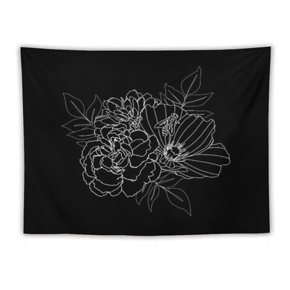 Black Floral Arrangment Tapestry