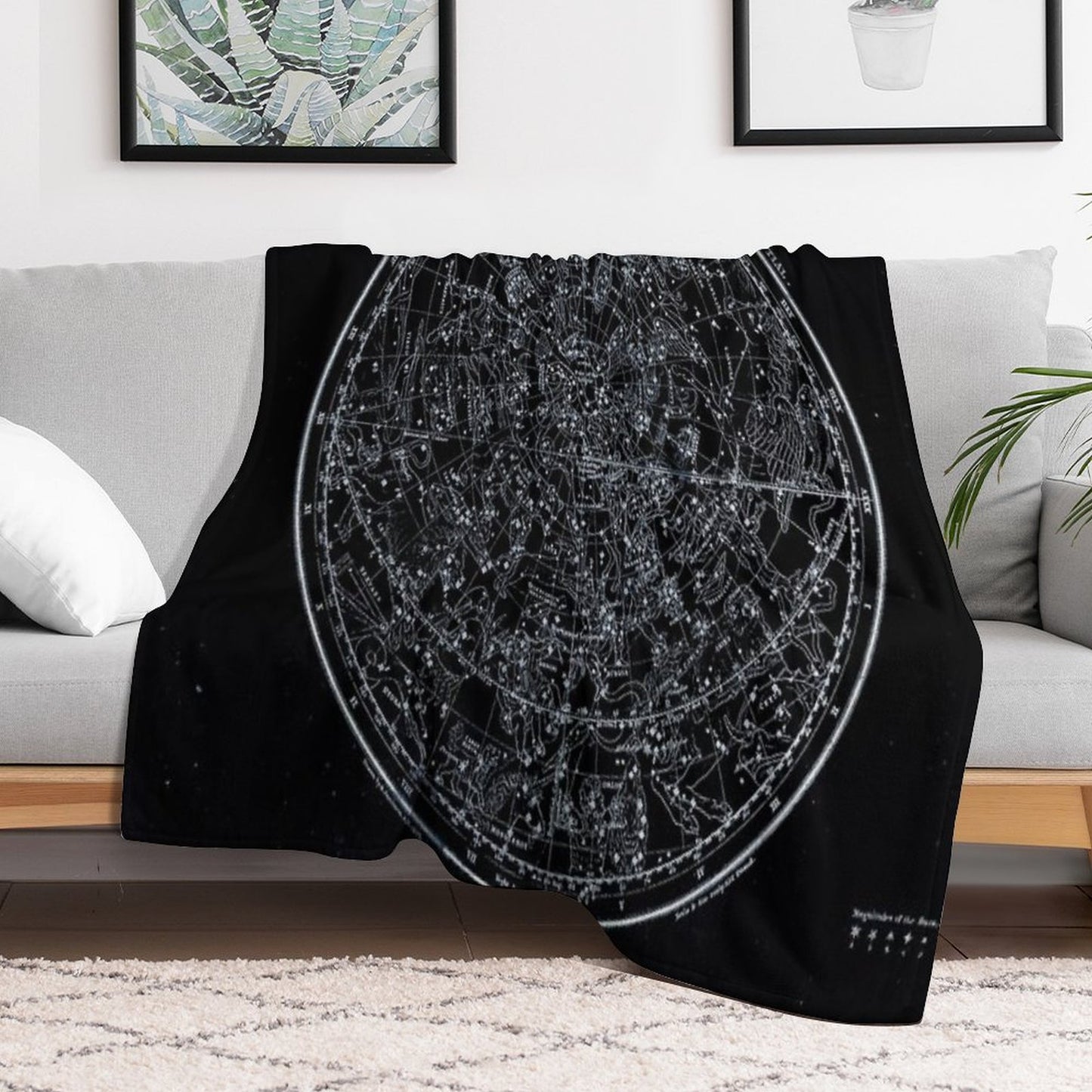 Constellations of The Northern Hemisphere  Pale Blue On Black Throw Blanket