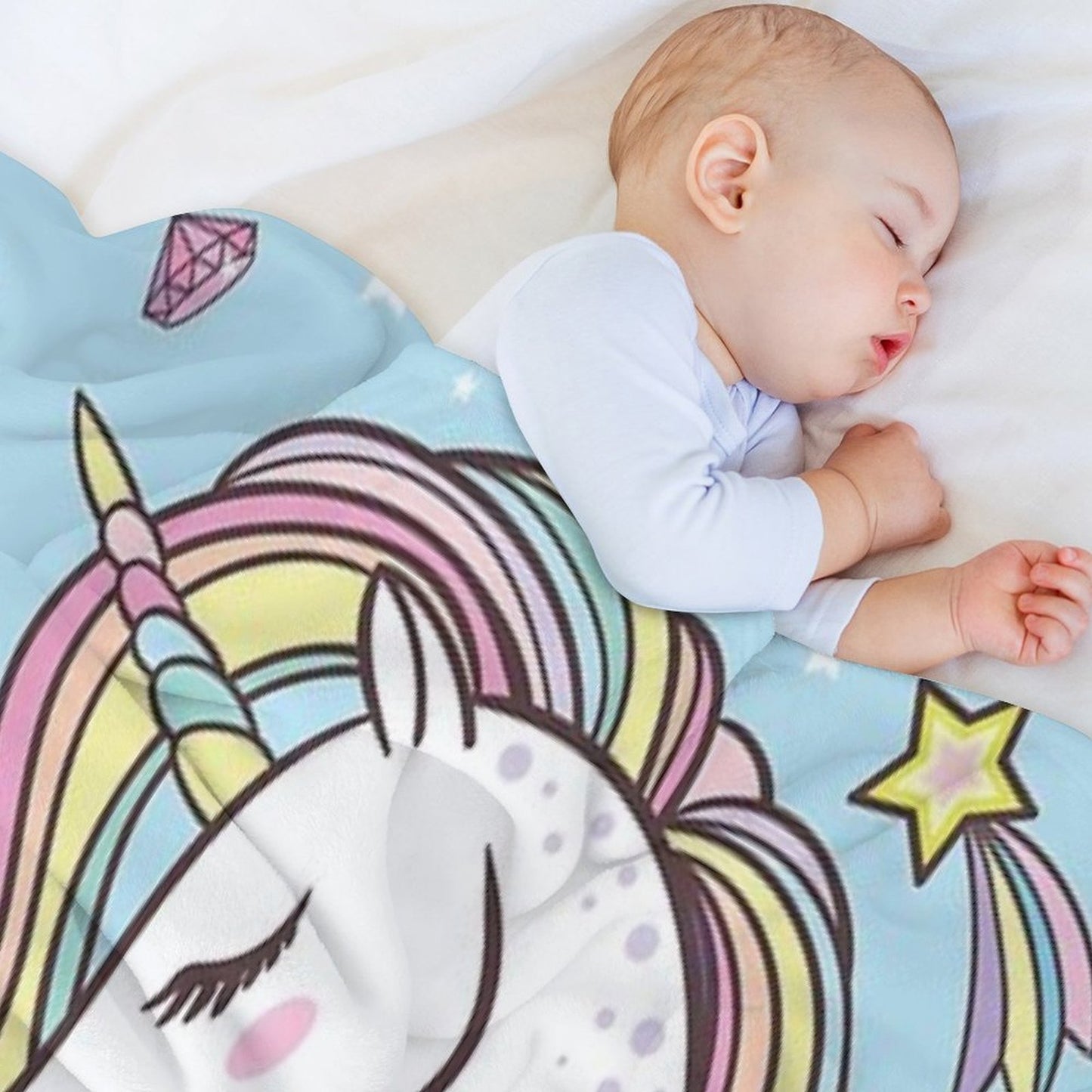 Unicorn Blue Throw Blanket