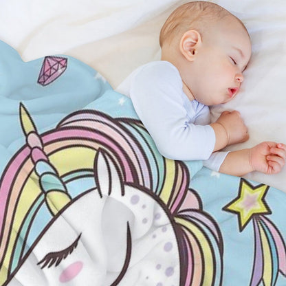 Unicorn Blue Throw Blanket
