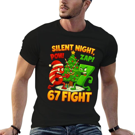 Silent Night 67 Fight Funny Christmas Six Seven  Relaxed-fit T-Shirt