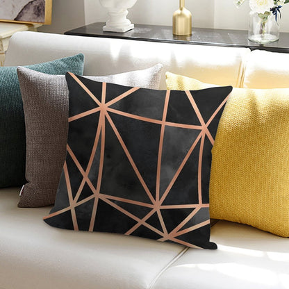 Black And Copper Geo Soft Skin-Friendly Throw Pillow