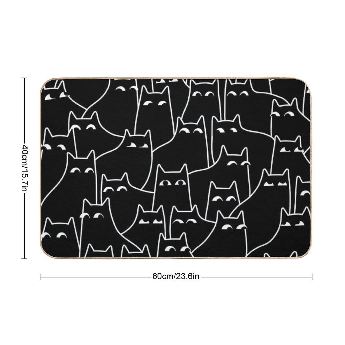 Suspicious Cats (Minimal White Linework Version)  Repositionable Bath Mat