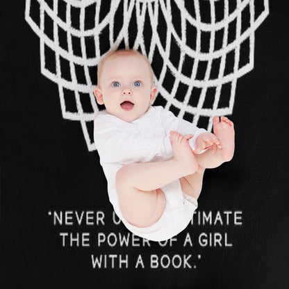 RBG Never Underestimate The Power of A Girl With A Book Throw Blanket