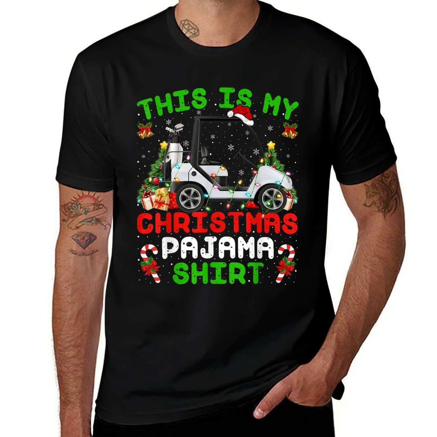 Funny This Is My Christmas Pajama Golf Cart Christmas  Affordable Price T-Shirt