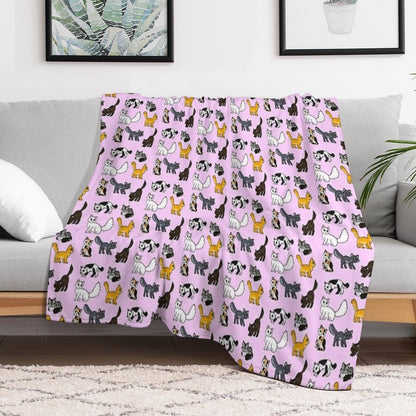 Cuddly Kitties Pink Throw Blanket