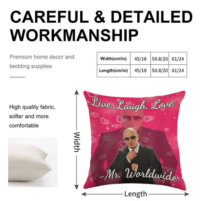 Mr Worldwide Pitbull Valentine Linen Throw Pillow Cover
