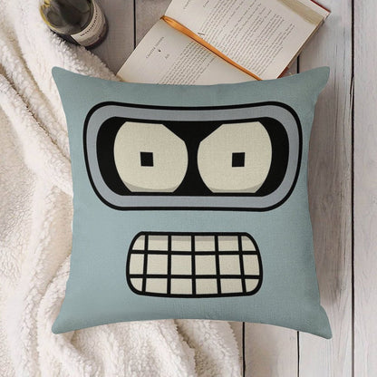 Bender's Face Linen Throw Pillow Cover