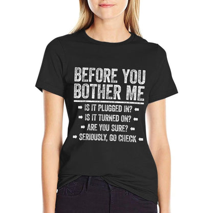Before You Bother Me Funny Men Women Tech Support  Heathered Texture T-Shirt