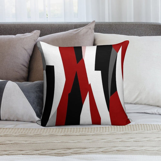 Red Black And White Abstract Soft Skin-Friendly Throw Pillow