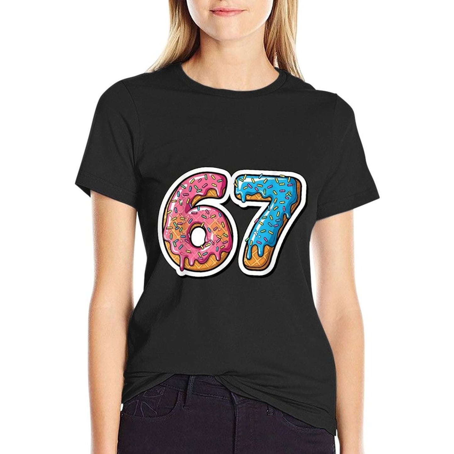 Six Seven Ice Cream Drip Sports Cool Meme 67 Funny Number  Easy-care T-Shirt