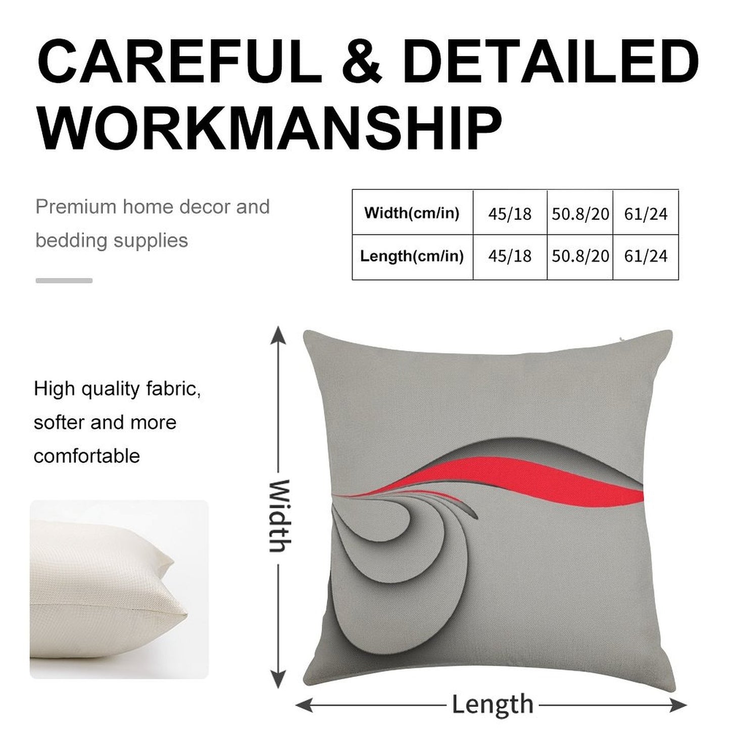 Grey And Red Linen Throw Pillow Cover