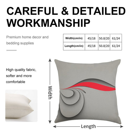 Grey And Red Linen Throw Pillow Cover