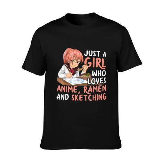 Just A Girl Who Loves Anime Ramen And Sketching Japan Anime  Lightweight T-Shirt