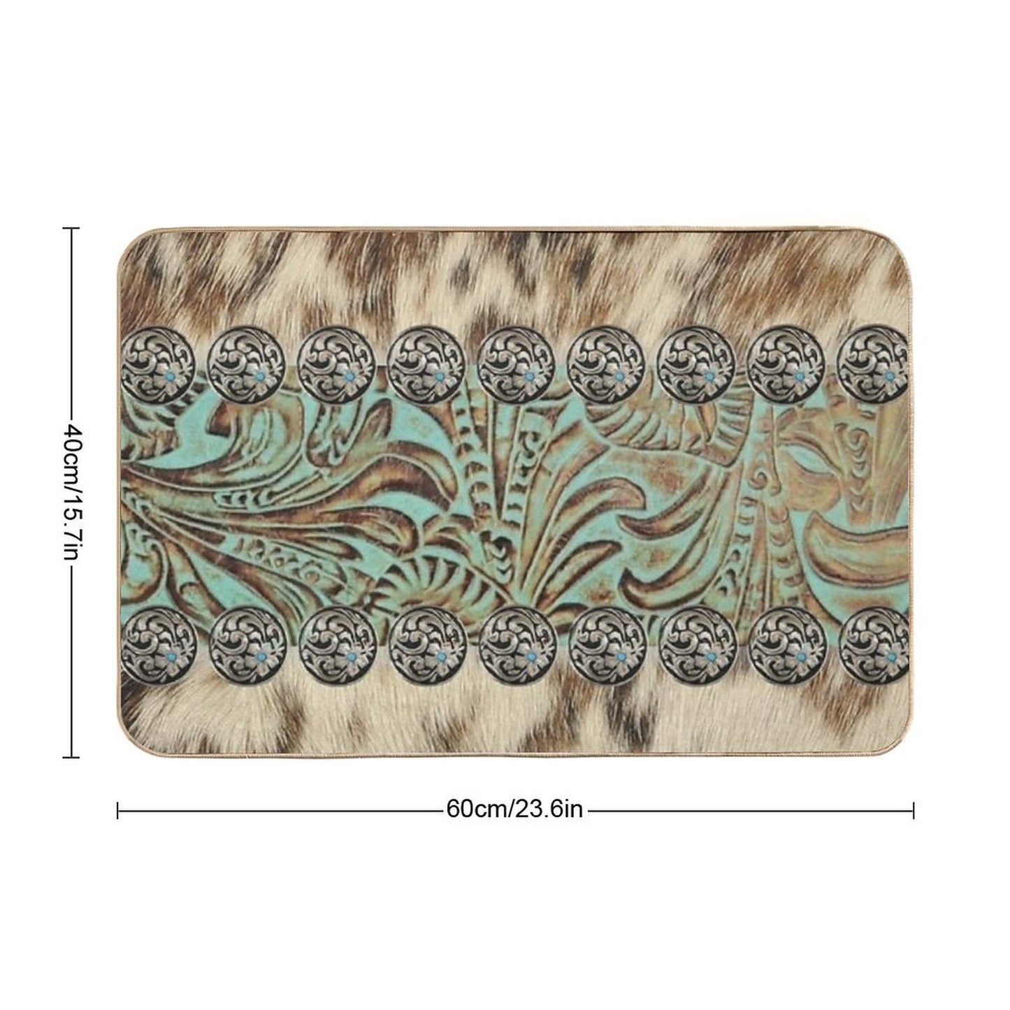 Rustic Brown Beige Teal Western Country Cowboy Fashion Bath Mat