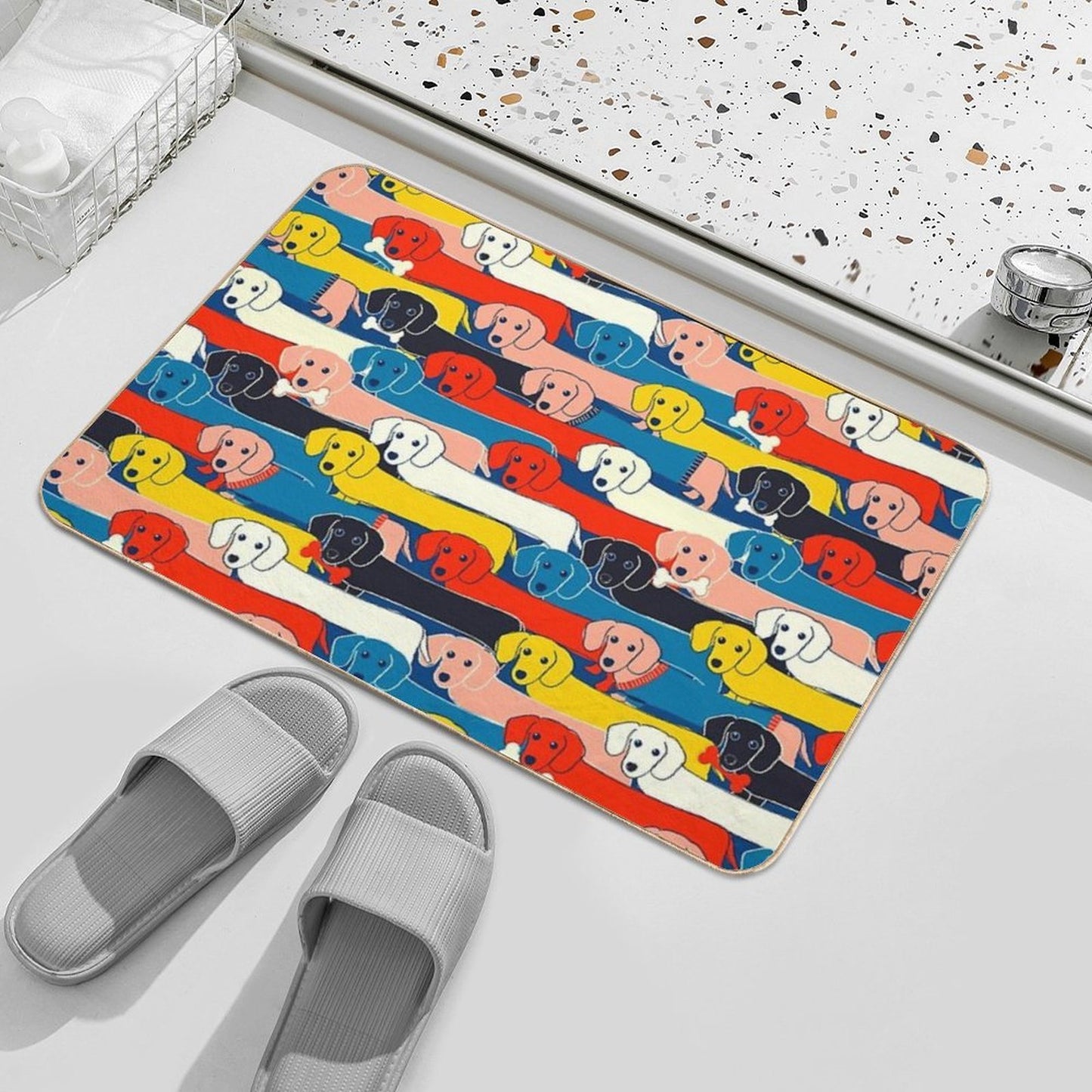 COLORED CUTE DOGS PATTERN 2  Odorless Bath Mat
