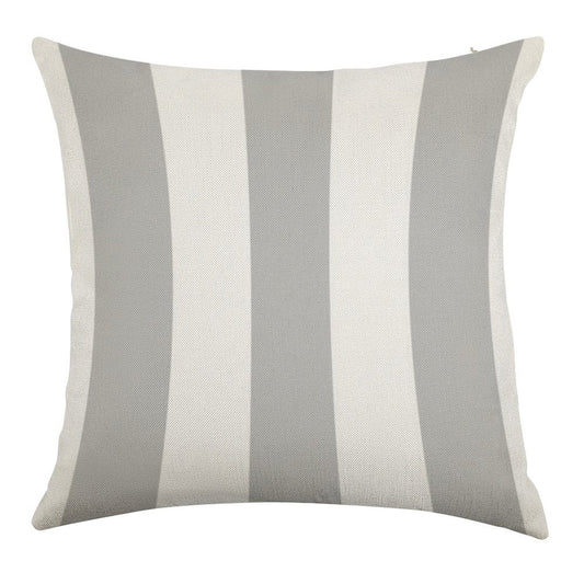 Silver Gray And White Stripes Linen Throw Pillow Cover