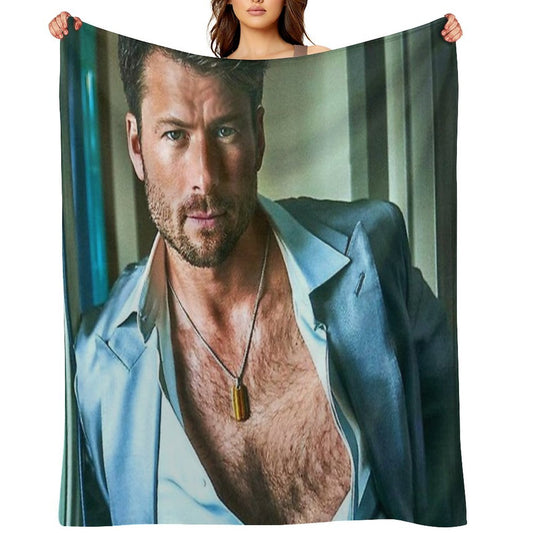 Glen Powell Handsome Throw Blanket