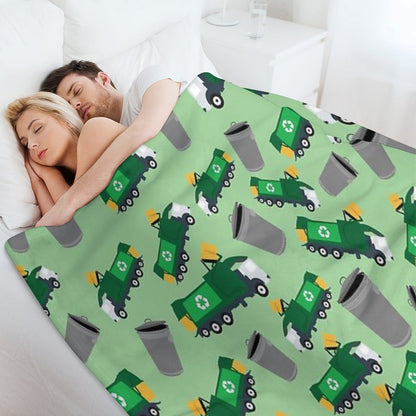 Recycling Garbage Truck Pattern Throw Blanket