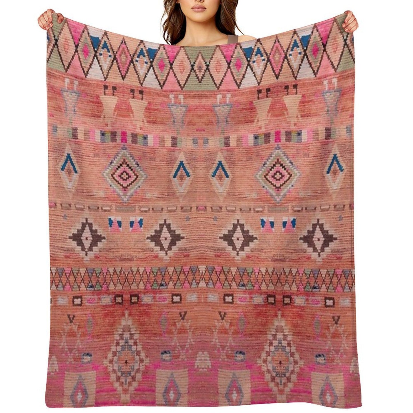 Traditional Moroccan Berber Rug Design Throw Blanket