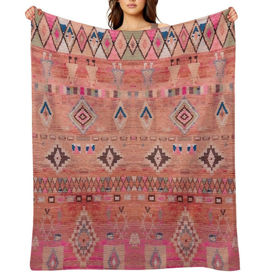 Traditional Moroccan Berber Rug Design Throw Blanket