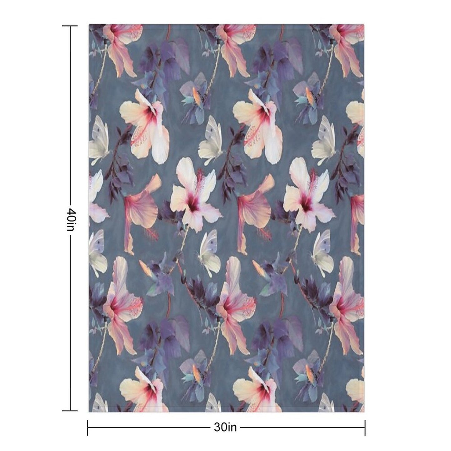 Butterflies And Hibiscus Flowers - A Painted Pattern Throw Blanket