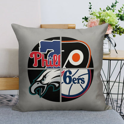 Philadelphia Sports Quad Linen Throw Pillow Cover